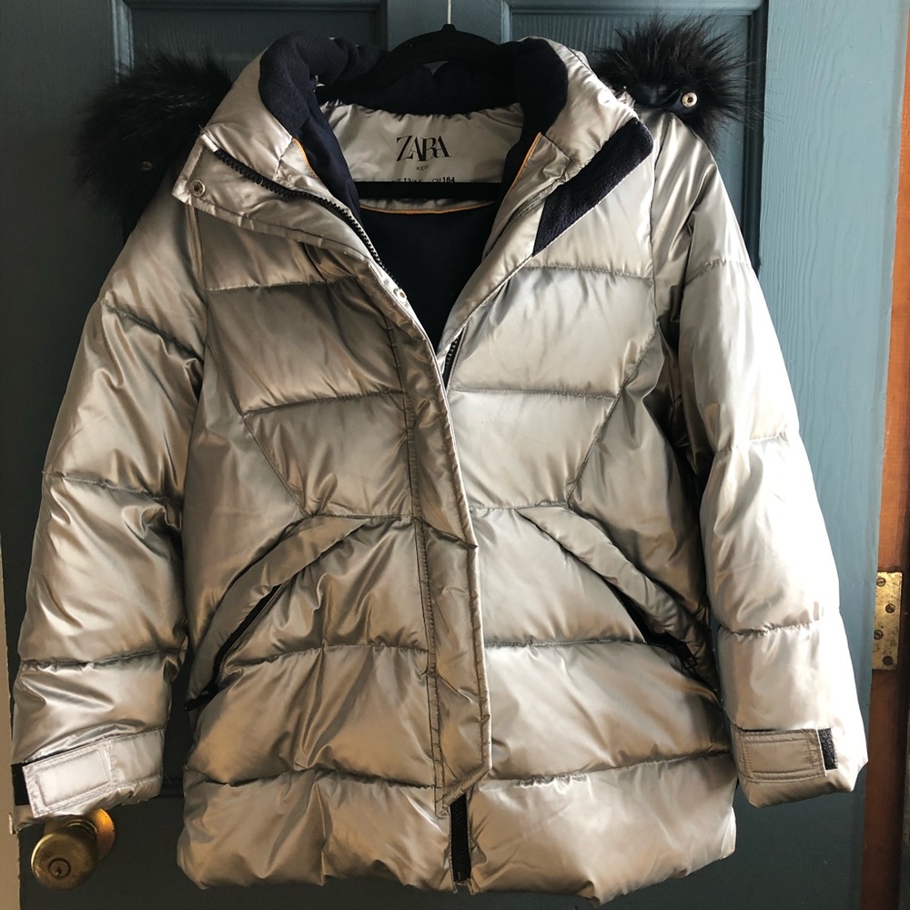 Silver Puffy Jacket for Winter